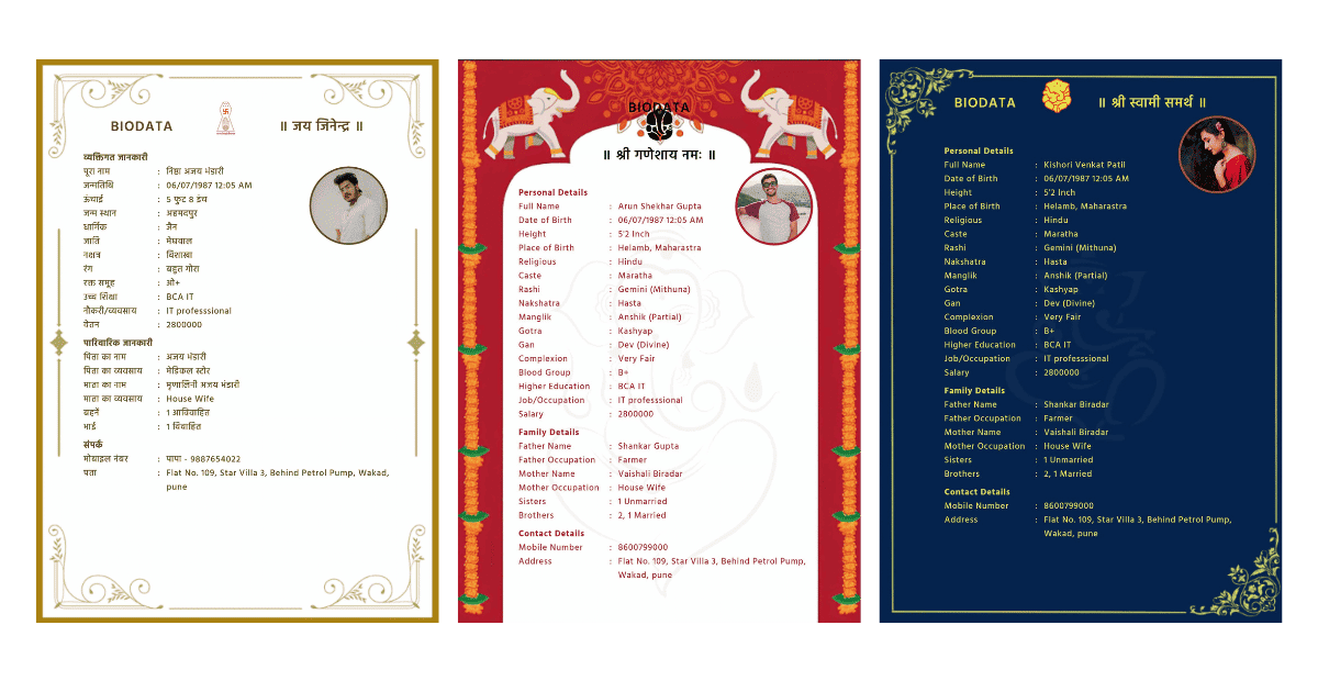 Modern Marriage Biodata Template